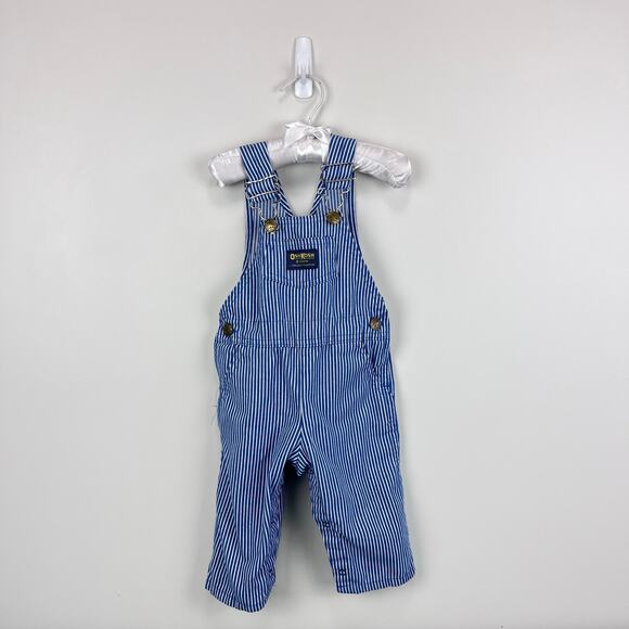 Vintage OshKosh B'gosh Blue Striped Overalls 18 Months - Picture 1 of 9